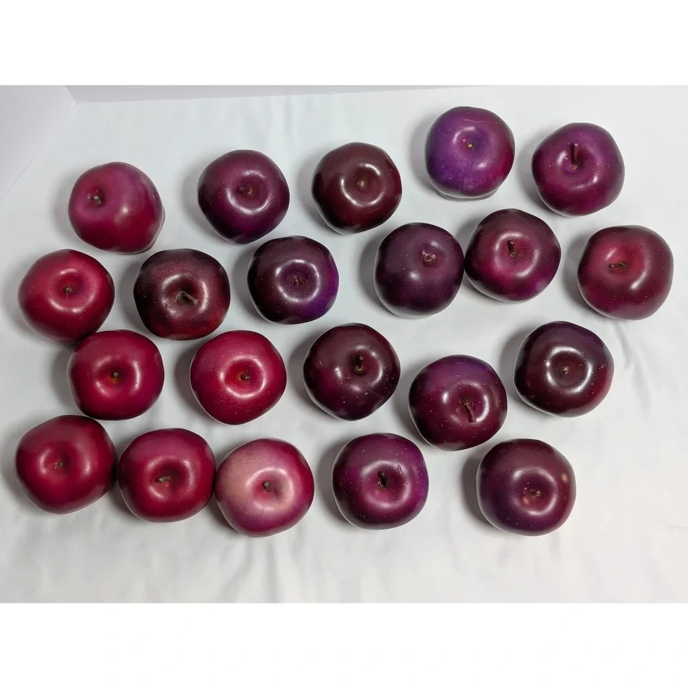 21 Piece Faux Apples Bulk Lot Artificial Fruit Red Purple Lenticels Plastic Foam